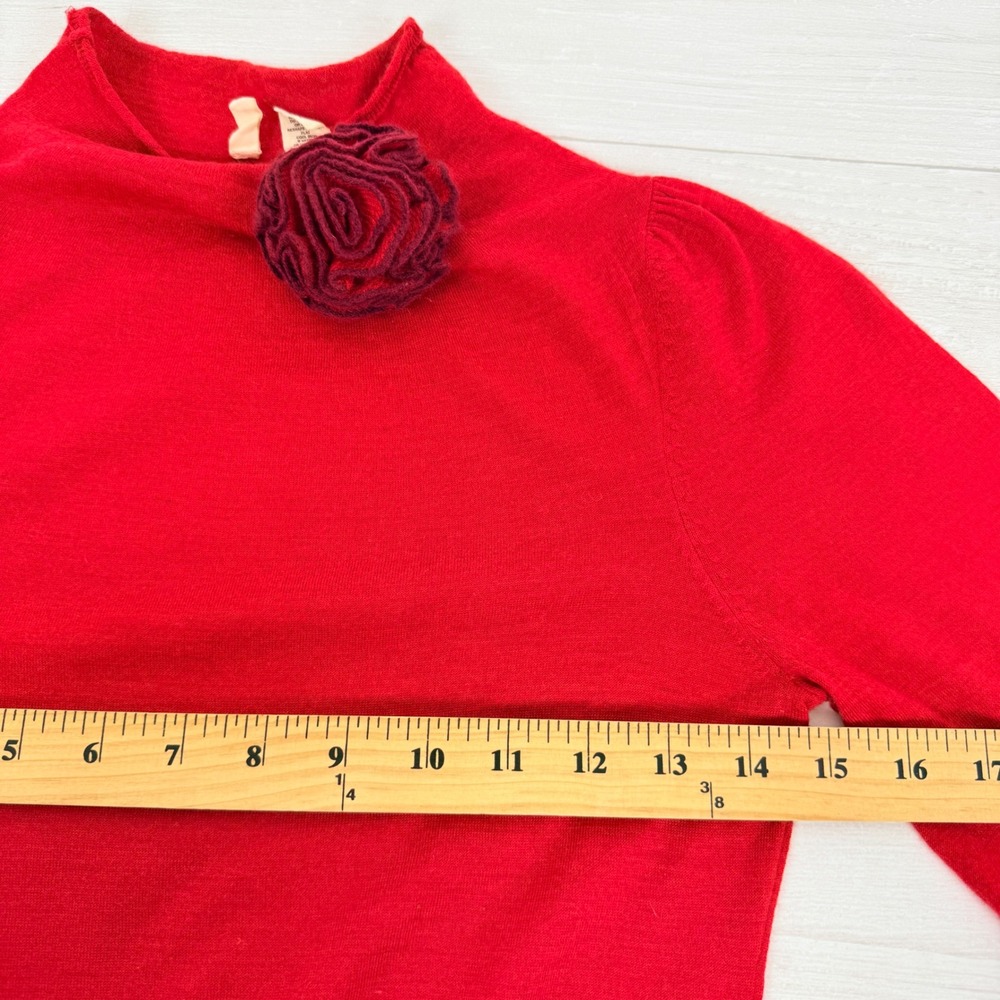 Anthropologie Moth Rosette Mock Neck Sweater Size S Red Wool Cashmere Blend - Picture 12 of 16
